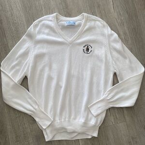 VTG Pickering White V-Neck Sweater Highland Classic Mission Lakes CC Golf - Sz L